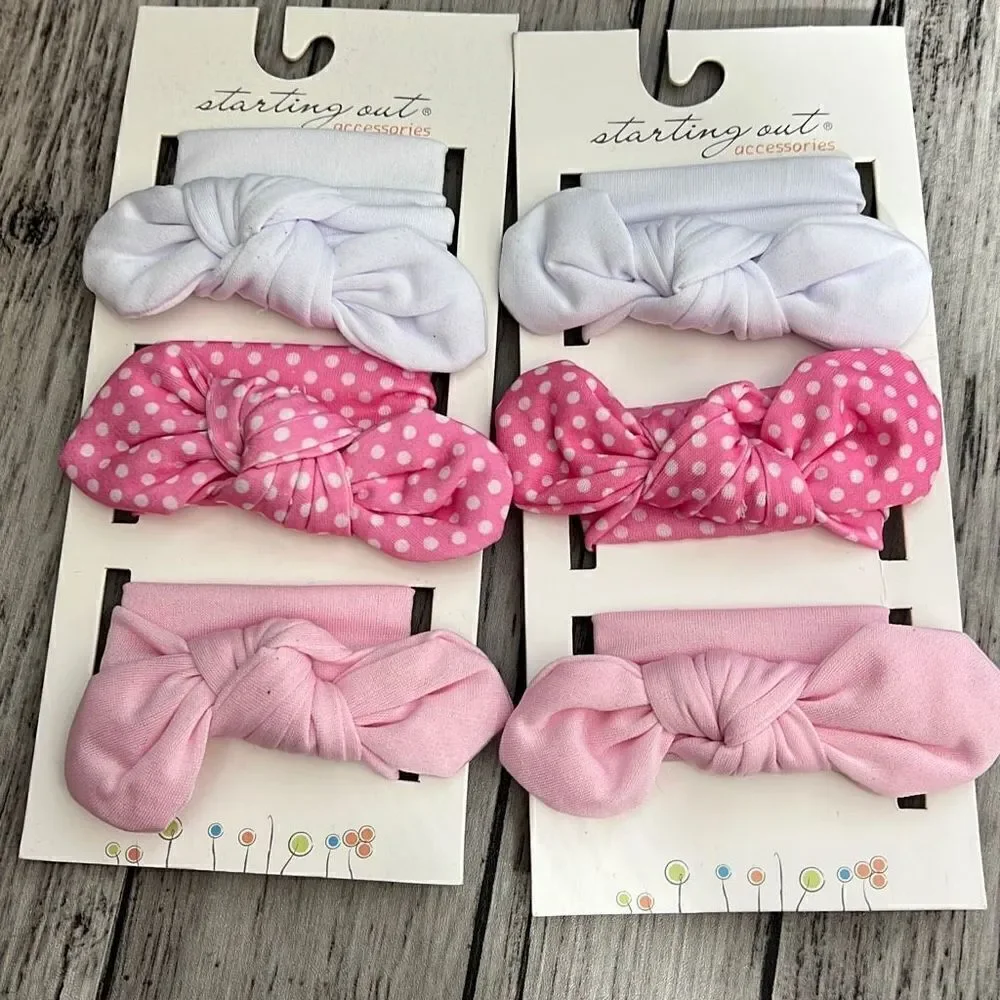 Starting Out Baby Girls 3-Pack Pink White Headwraps Hair Accessories Lot of 2